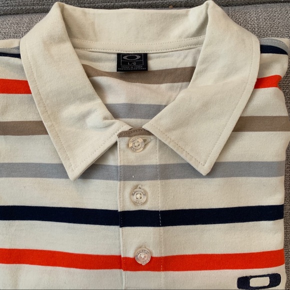 Oakley Shortsleeved Striped Polo Size Large - Picture 2 of 8